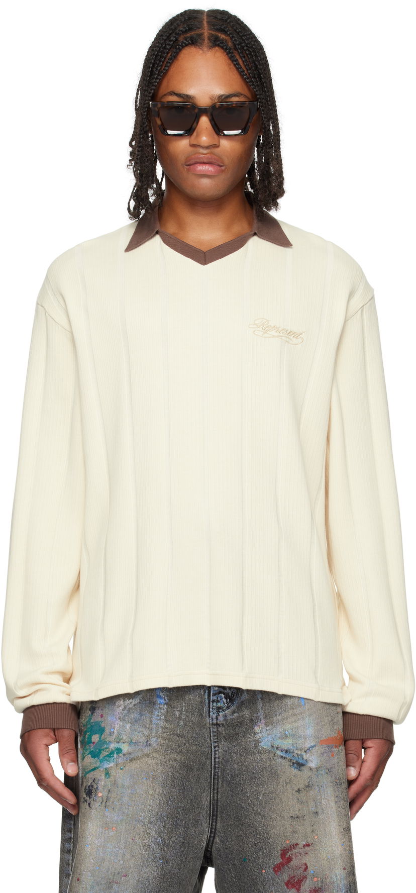 Сорочка поло Represent Clo Represent Retro Football Long Sleeve Polo білий | MLM100277