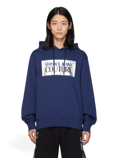 Світшоти Versace Jeans Couture Printed Hoodie темно-синій | E75GAIF04_ECF03F