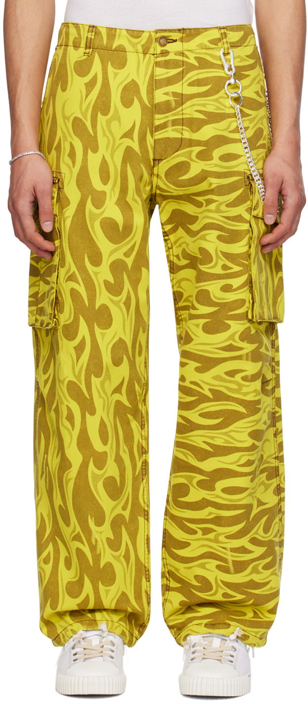 Штани карго ERL ERL Cargo Pants with Print Жовтий | ERL08P007