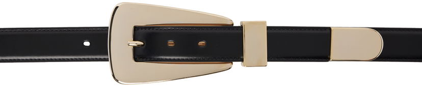 Ремені Khaite Lucca Black Leather Belt With Gold-Tone Buckle чорний | 9986-763