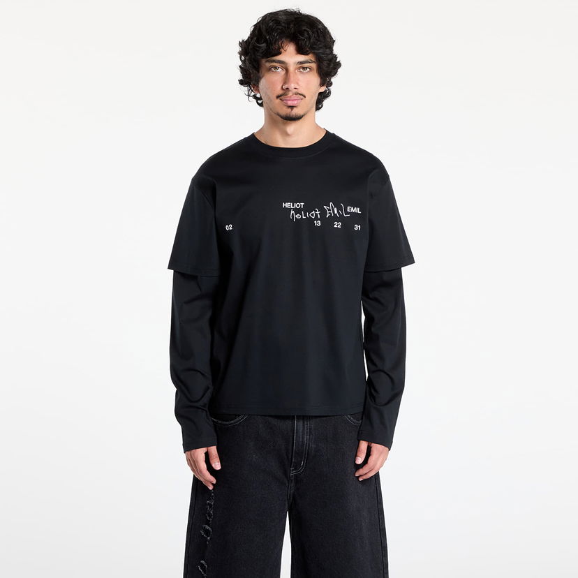 Футболка HELIOT EMIL HELIOT EMIL Fulgens Layered Longsleeve T-Shirt чорний | PREAW25_M_09_146_BLK01