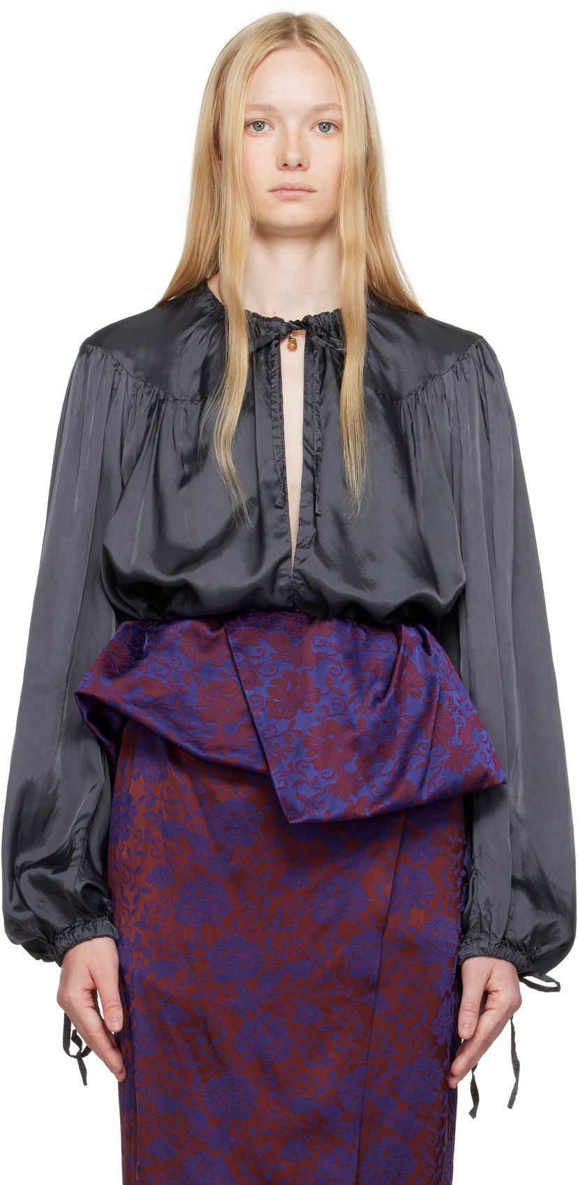 Сорочка Dries Van Noten Dries Van Noten Drawstring Blouse чорний | 251-010710-1427