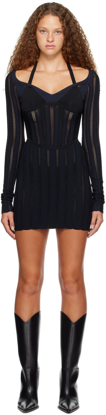 плаття Dion Lee Snakeskin Column Minidress чорний | A7733P23