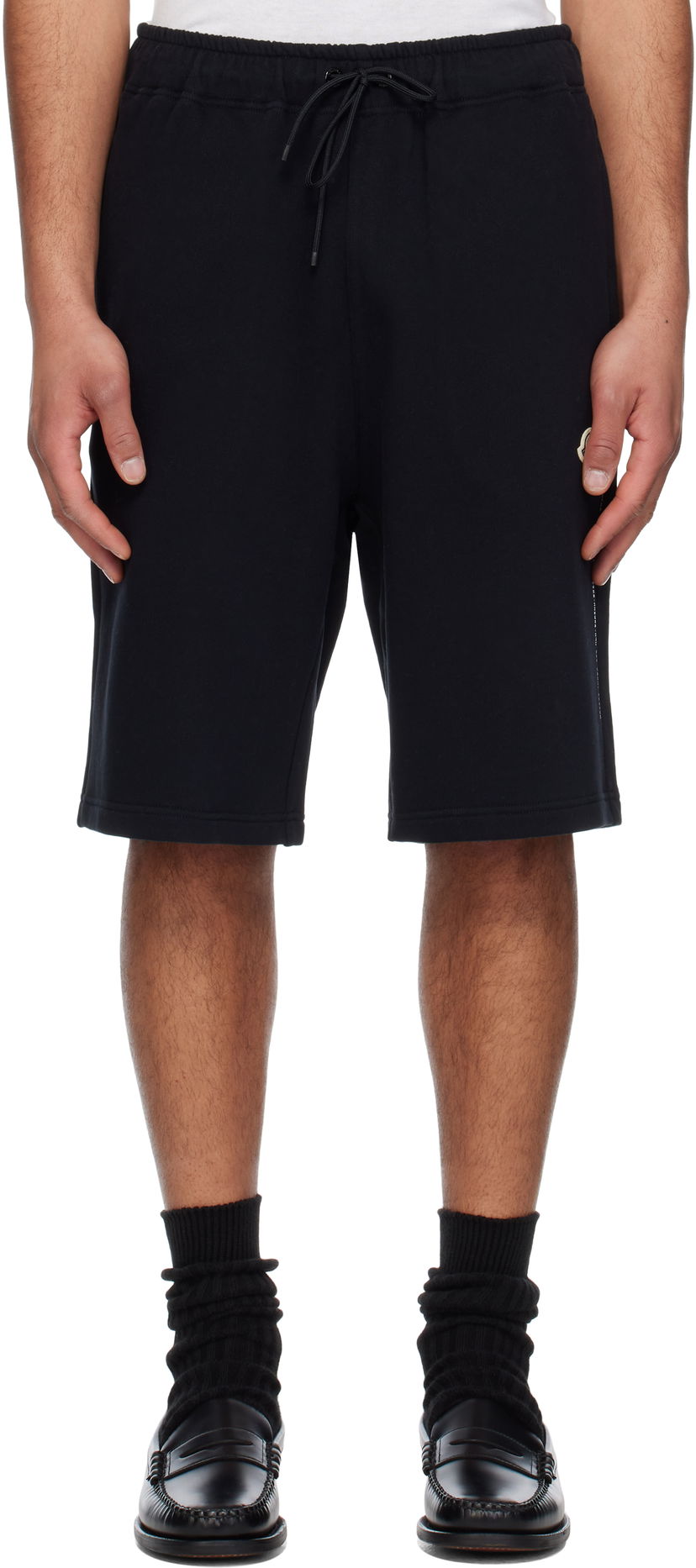 Шорти Moncler Moncler Genius x FRGMT Hiroshi Fujiwara Embroidered Logo Cotton Shorts чорний | K109U8H00001M5214