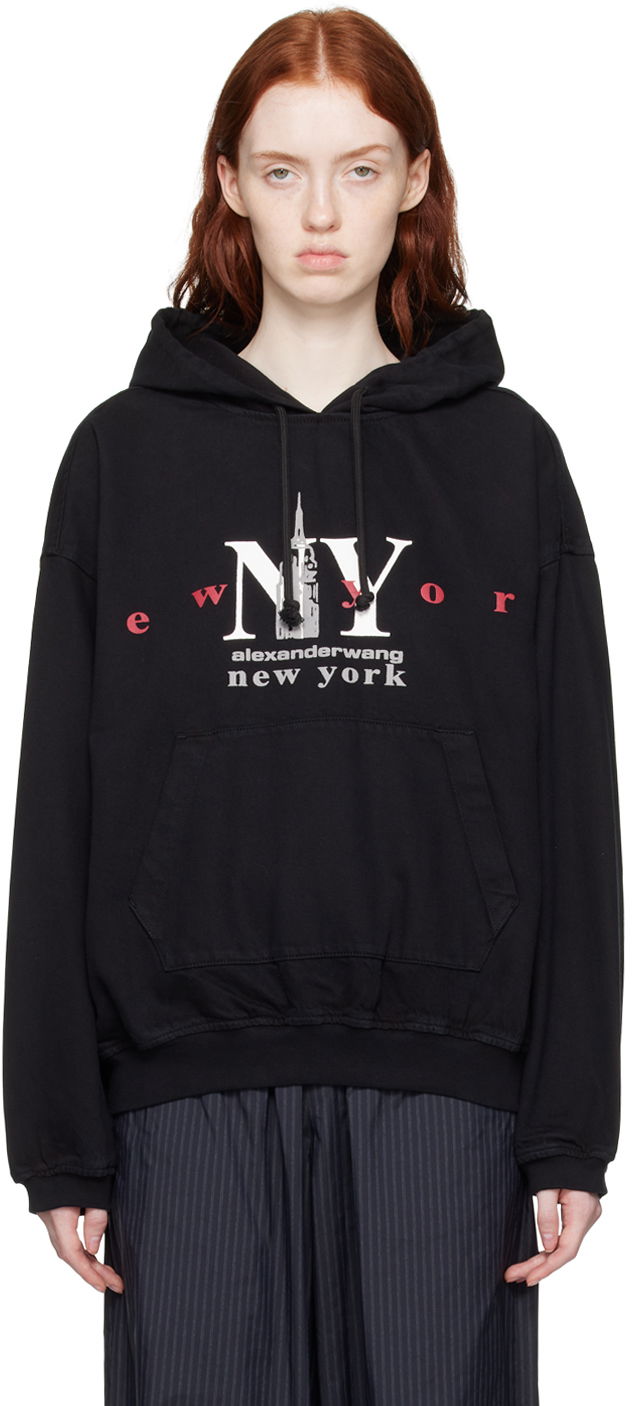 Світшоти Alexander Wang Printed Denim Hoodie чорний | UDC4231611