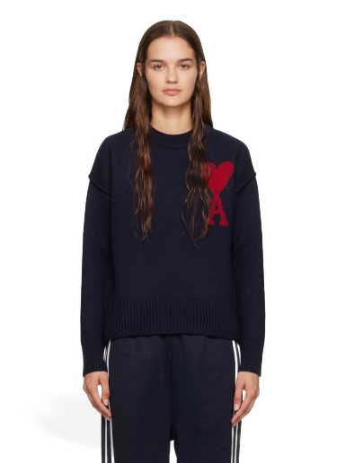 Cветр AMI Sweater темно-синій | UKS006.018