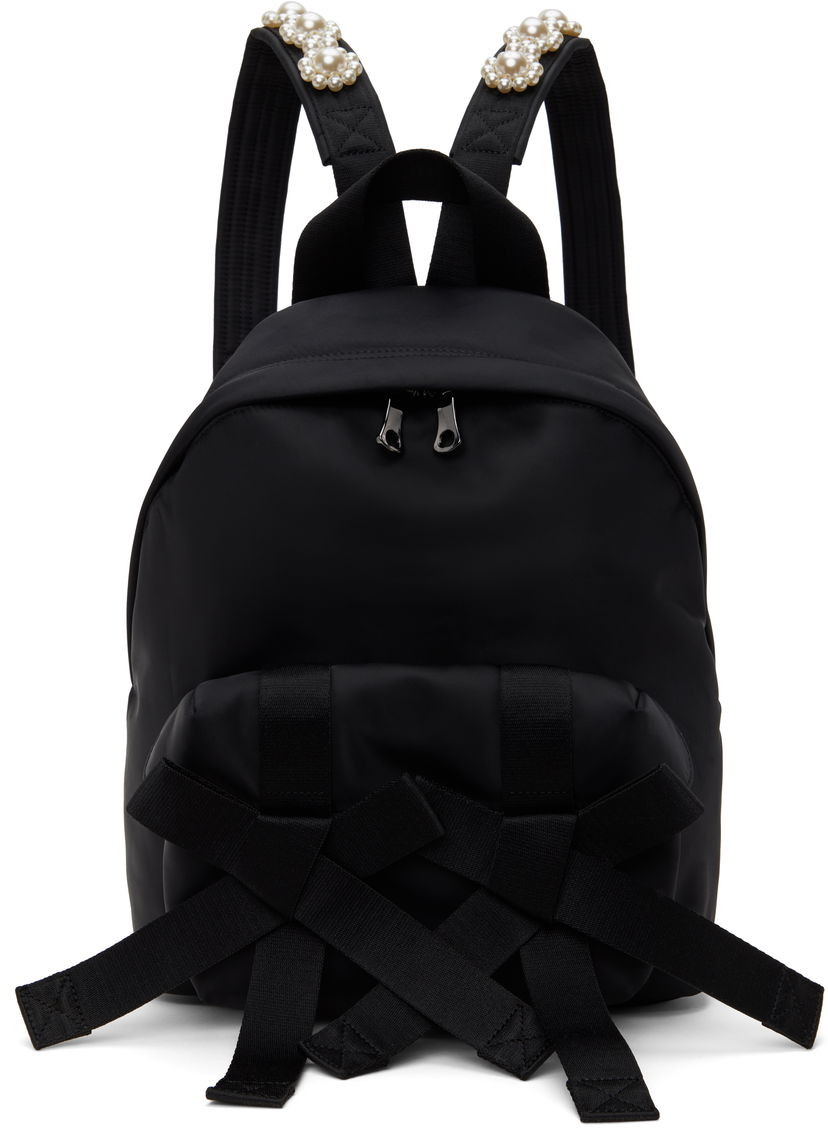 Рюкзак Simone Rocha Simone Rocha Beaded Utility Bow Backpack чорний | BAG179TB 0761