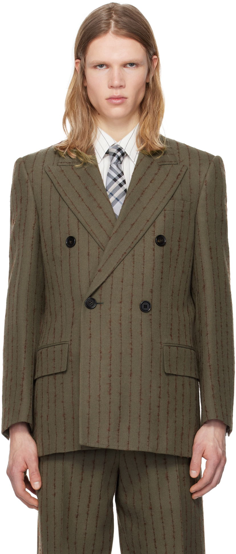 Спортивний костюм Burberry Burberry Tailored Double-Breasted Blazer Зелений | 8103522