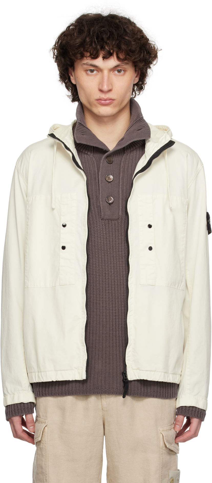 Вітровка Stone Island Stone Island Supima Cotton Twill Stretch-TC Jacket білий | K1S15 4100091 S0010