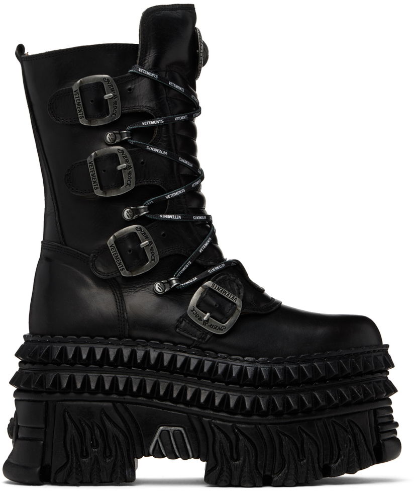 Кросівки та взуття VETEMENTS VETEMENTS New Rock Edition Platform Lace Up Boots чорний | UA65BO110B