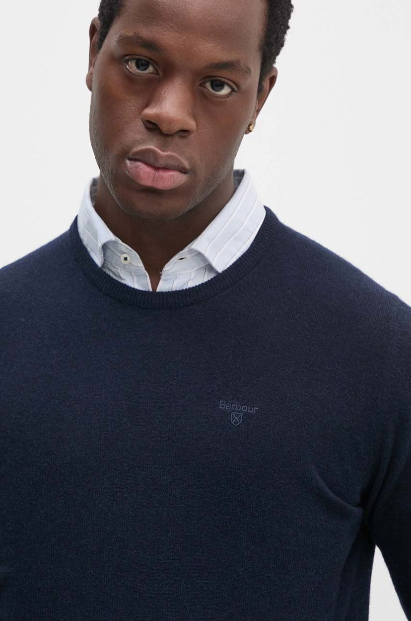 Cветр Barbour Wool Crewneck Sweater темно-синій | MKN0345