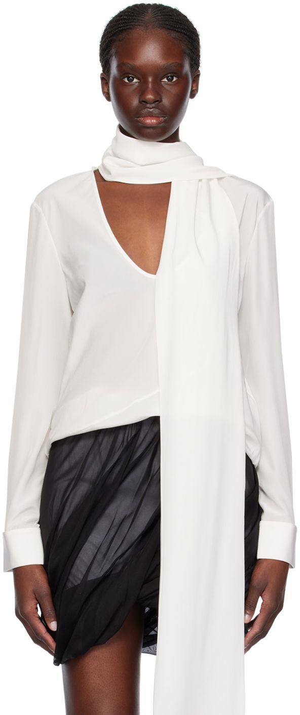 Сорочка Helmut Lang Helmut Lang Scarf Neck Blouse білий | O01HW522