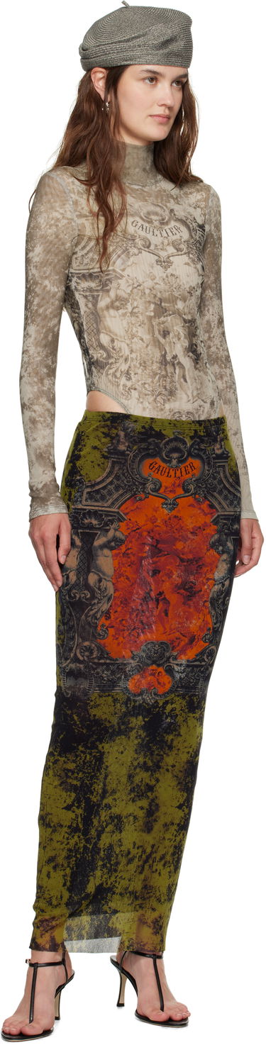 Боді Jean Paul Gaultier Jean Paul Gaultier 'The Médaillon' Open Back Turtleneck Bodysuit бежевий | 25/03-W-TO306-M006P-6965, 4
