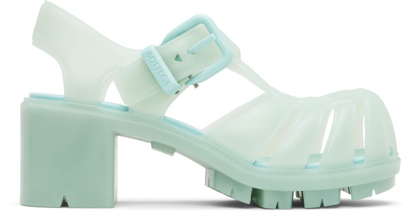 Догляд за взуттям Bottega Veneta Bottega Veneta Gertie Fisherman Heeled Sandals Зелений | 827620 V2AS0