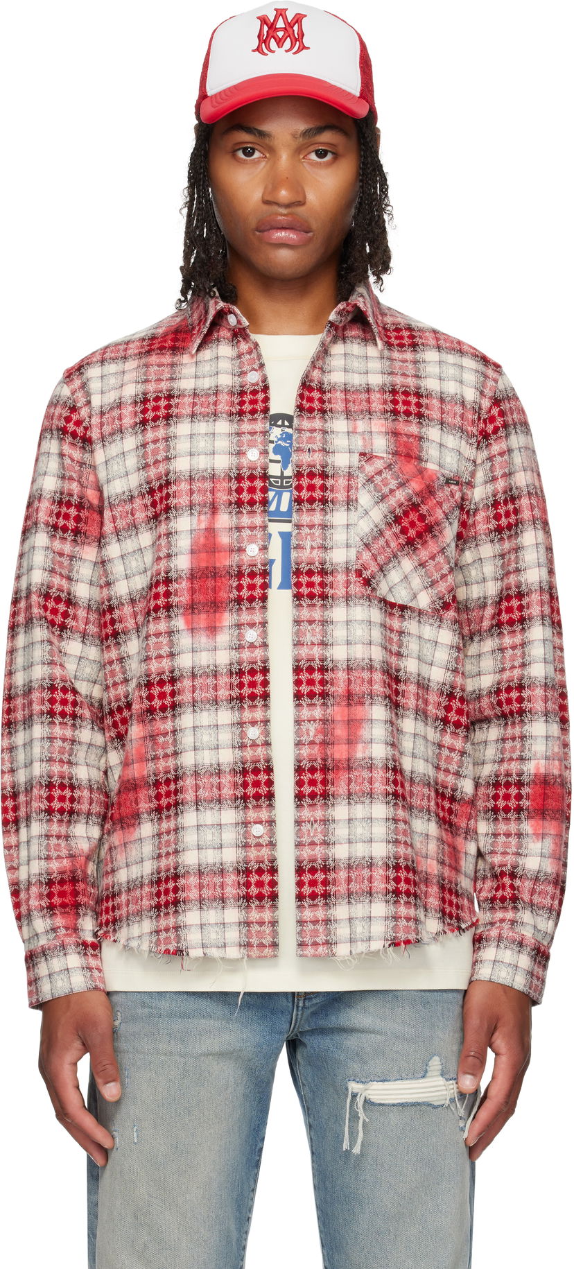 Сорочка AMIRI MA Quad Bleach Distressed Plaid Flannel Shirt Різнокольоровий | AMSTFL1014