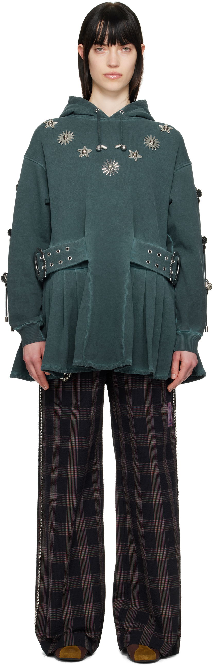 Світшоти Chopova Lowena Chopova Lowena Dallas Embellished Hoodie Minidress Зелений | 1297