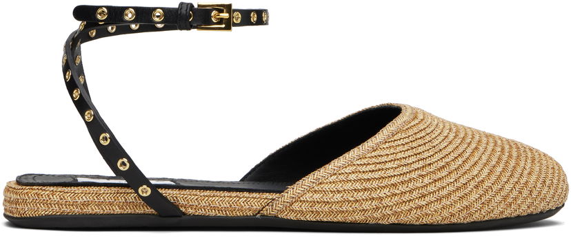 Аксесуари Alaïa ALAÏA Paper Straw Ballerina Flats бежевий | AA3S127TK036