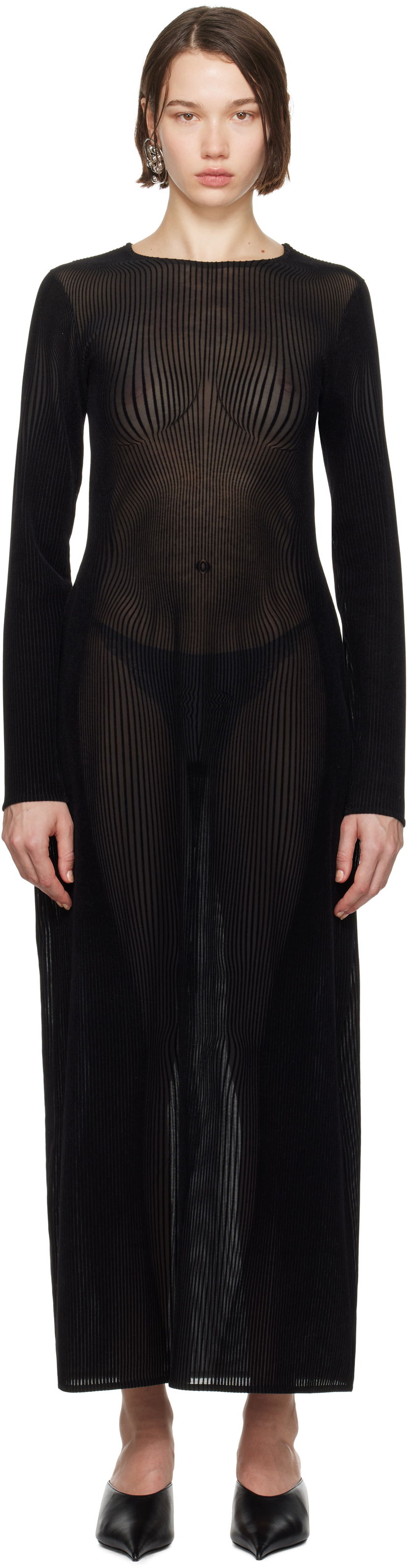 плаття Jean Paul Gaultier Gaultier Morphing Pinstripe Maxi Dress чорний | 24/31-F-RO270-T570-0000