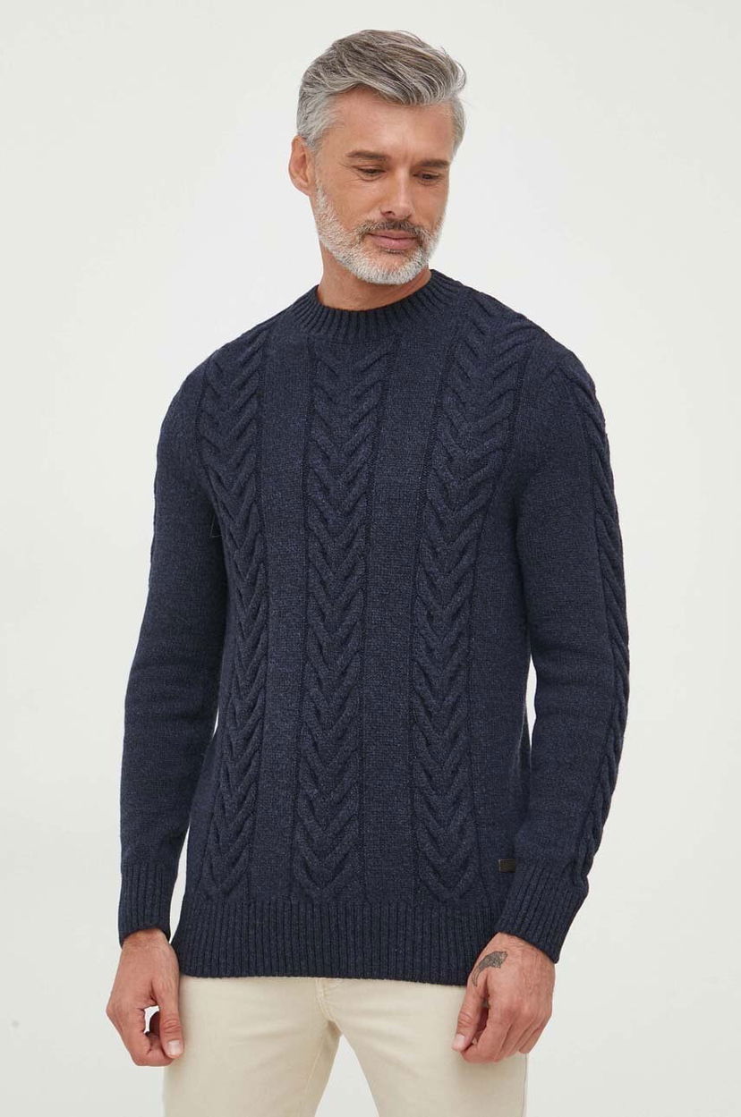 Cветр Barbour Barbour Cable Knit Sweater темно-синій | MKN1325