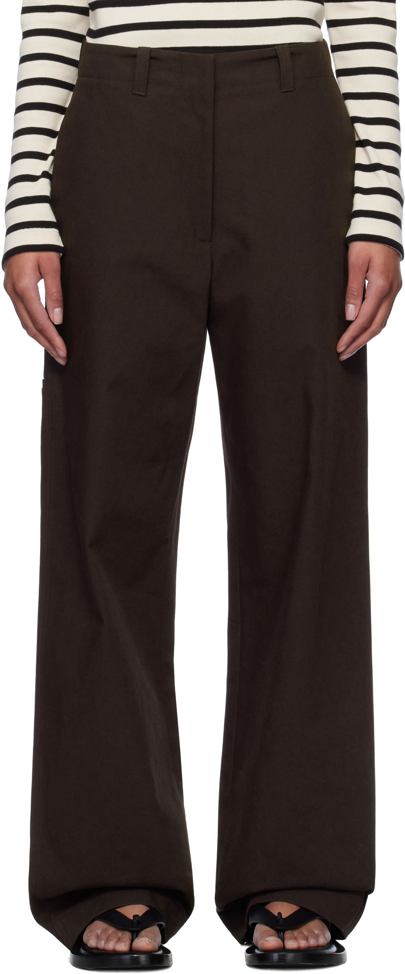 Штани Jil Sander Jil Sander Straight-Leg Trousers Коричневий | J40KA0255_J45267