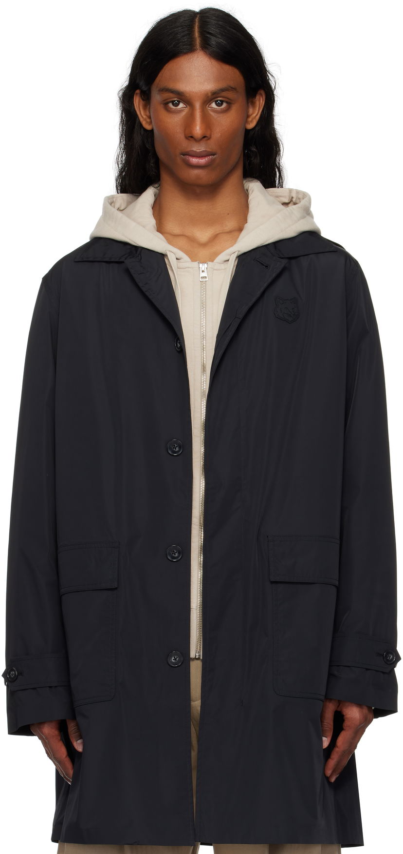 Пальто MAISON KITSUNÉ Maison Kitsuné Light Mac Coat чорний | OM02212WQ4044