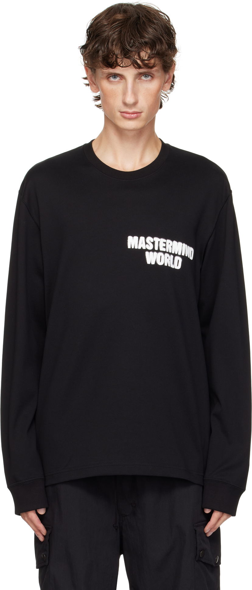 Футболка Mastermind WORLD Long Sleeve Spray Paint T-shirt чорний | MW24S13-TS050-010
