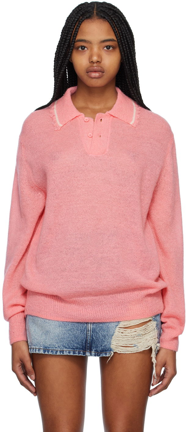 Сорочка поло We11done Destroyed Knit Polo Рожевий | WD-KT1-23-665-U-PK