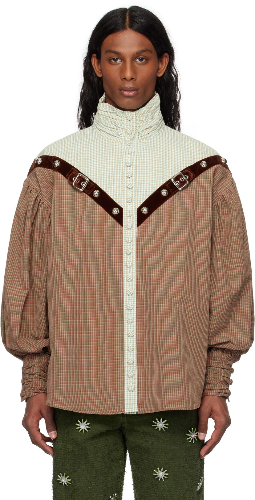 Сорочка Chopova Lowena Chopova Lowena Atwixt Gingham Buckle Shirt Коричневий | 2283
