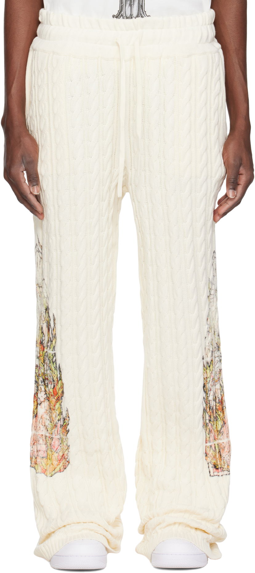 Спортивні штани Who Decides War Who Decides War Flame Glass Cable Knit Sweatpants білий | 1120770019SS25