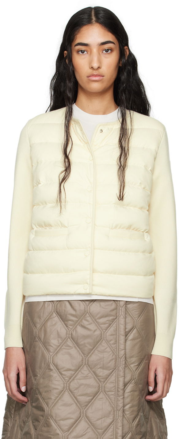 Cветр Moncler White Paneled Down Cardigan білий | J20939B00006M1131