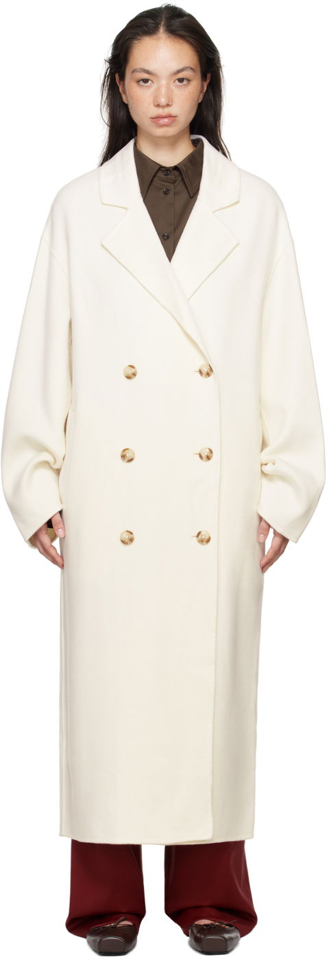 Пальто Loulou de Saison Loulou de Saison Borneo Double-Breasted Long Coat білий | BORNEO