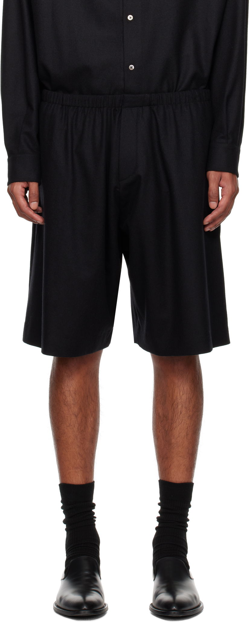 Шорти The Row Aimir Black Wool Shorts чорний | 779-W3301