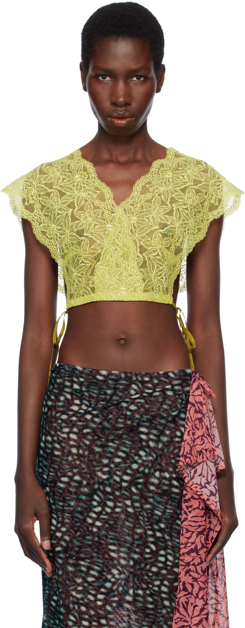 Кроп-топи Dries Van Noten Dries Van Noten Lace Crop Top Жовтий | 251-010755-1478