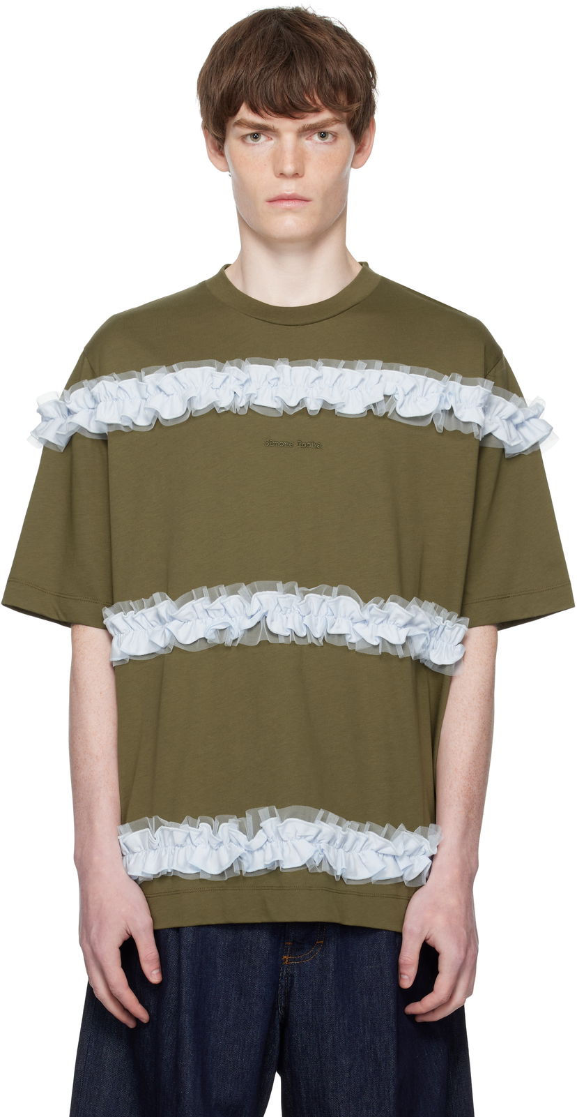 Футболка Simone Rocha Simone Rocha Ruffle Frill T-Shirt Зелений | 5362 0553