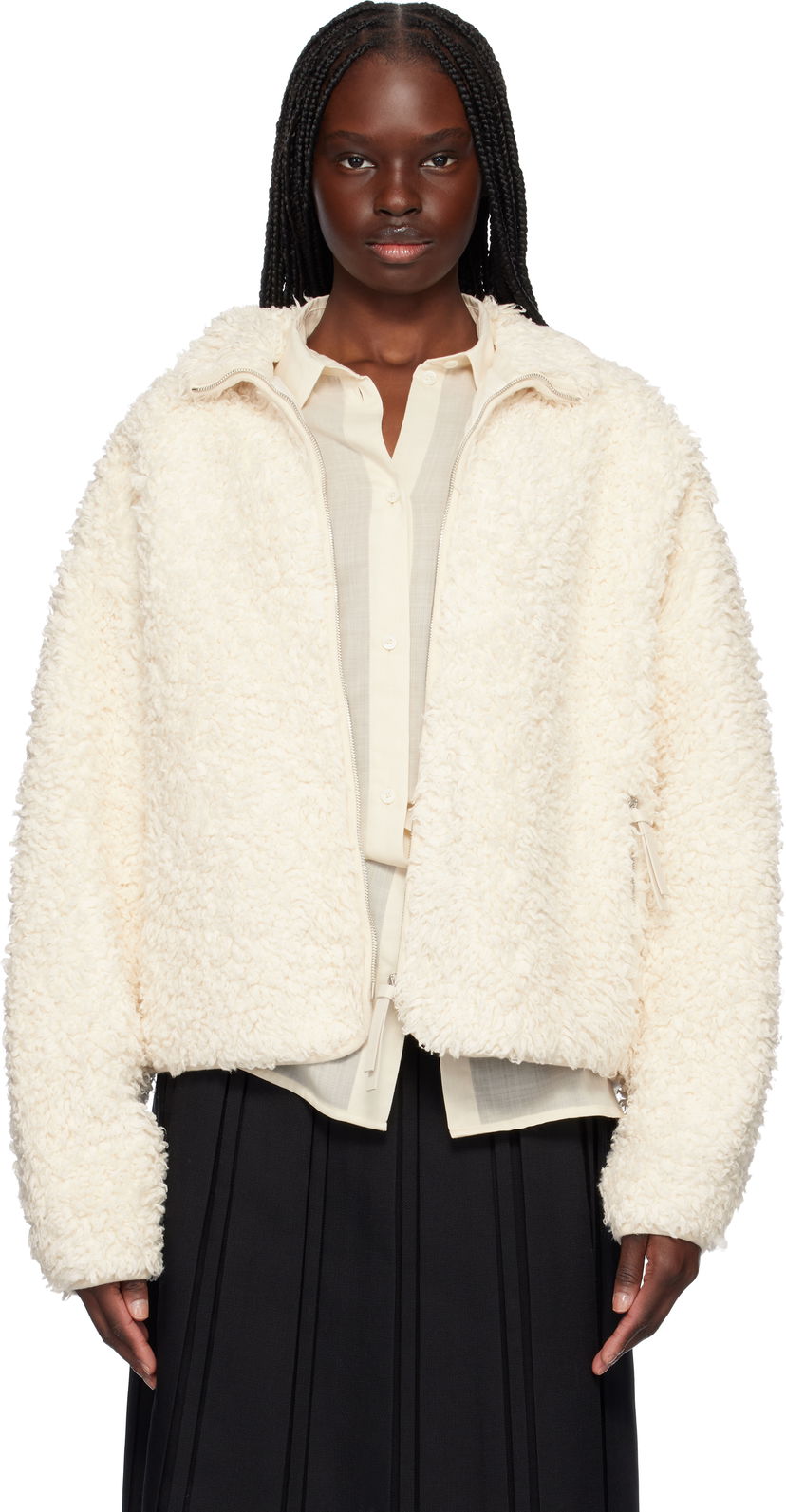 Куртка бомбер Jil Sander Jil Sander Zip-Up Fleece Jacket білий | J40BN0173_J20088