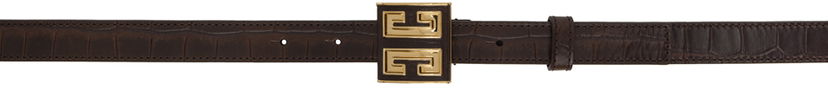 Ремені Givenchy Givenchy 4G Buckle Croc-Embossed Leather Belt Коричневий | BB407YB20U220