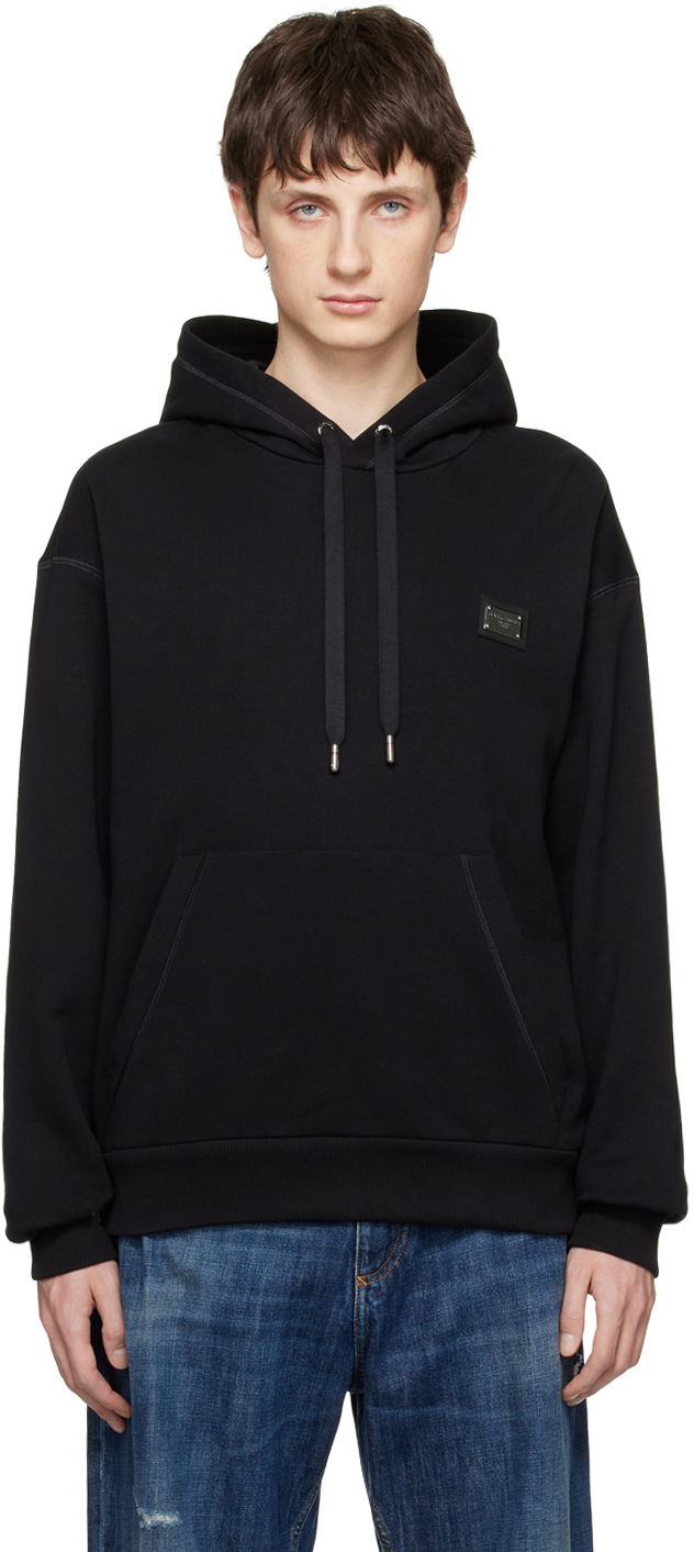 Світшоти Dolce & Gabbana Black Plaque Hoodie чорний | G9ZU0TG7F2G