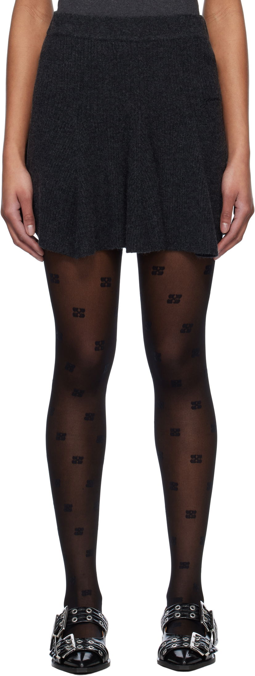 Спідниця GANNI GANNI Cashmere Blend Mini Skirt Сірий | K2420