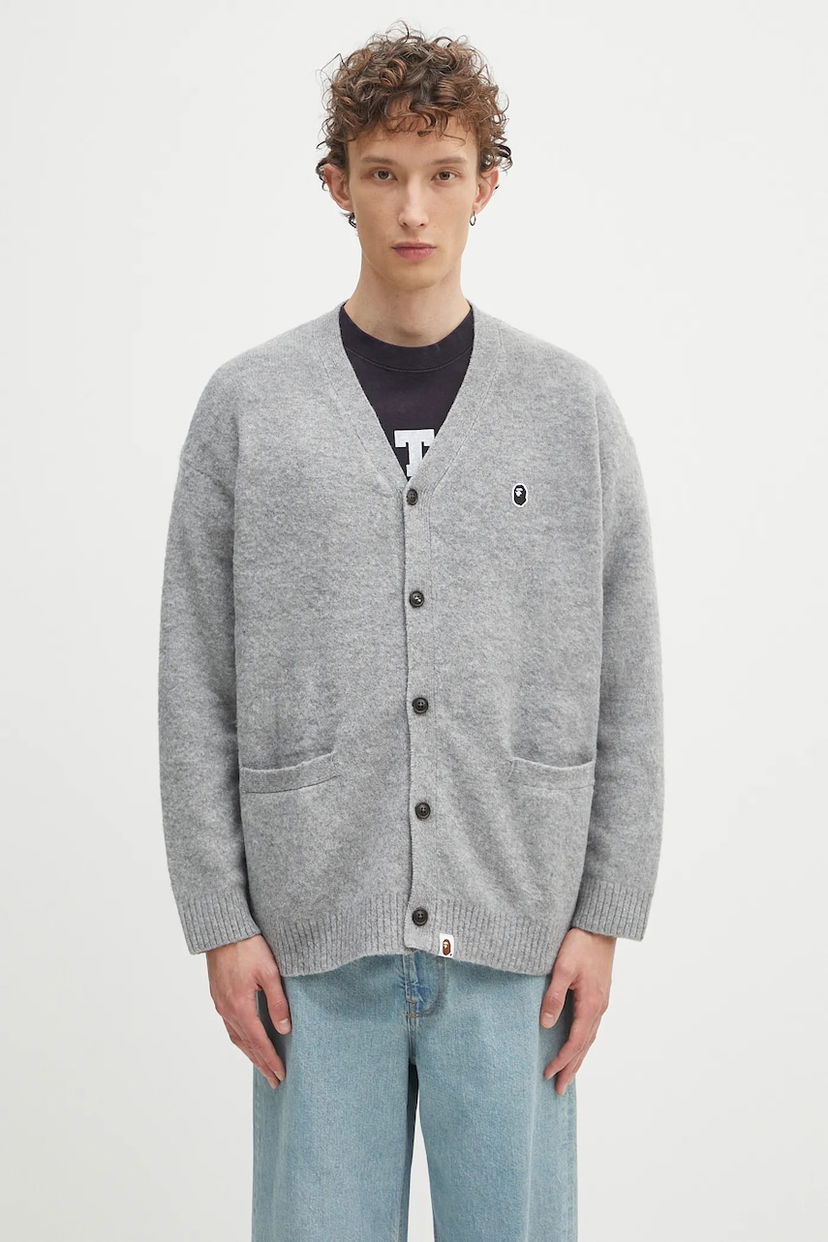 Cветр BAPE A Bathing Ape One Point Cardigan Сірий | 1K80120004