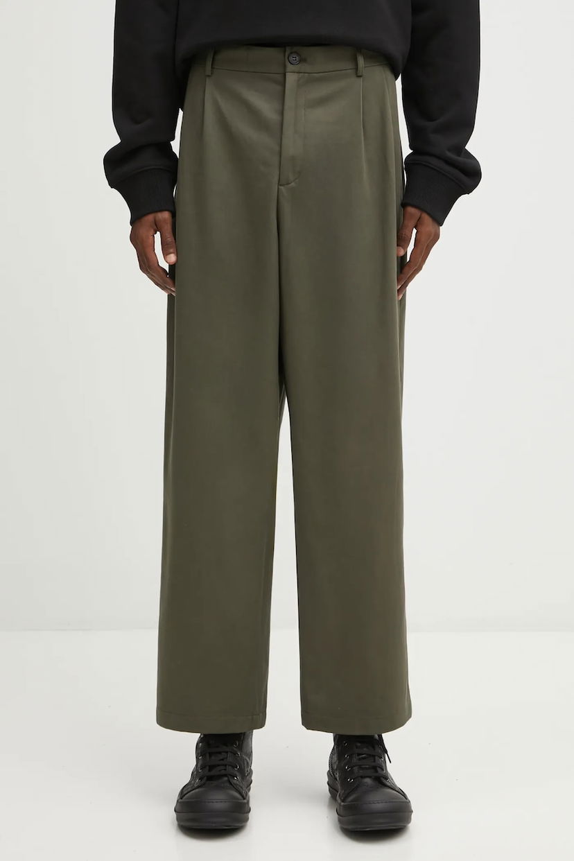 Штани MAISON KITSUNÉ Relaxed Pleated Pants Зелений | PM01125WW9043