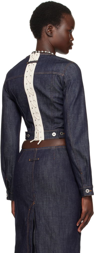 Куртка Jean Paul Gaultier Jean Paul Gaultier 'The Contrasting Lace-Up' Cropped Denim Jacket Синій | 25/33-F-VE085-D019-5568, 2