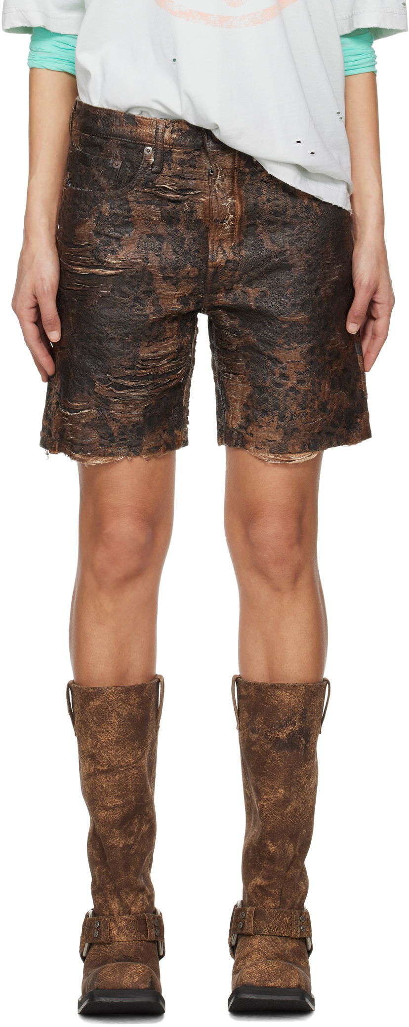 Шорти Acne Studios Acne Studios Monogram Loose-Fit Denim Shorts Коричневий | BE0176-