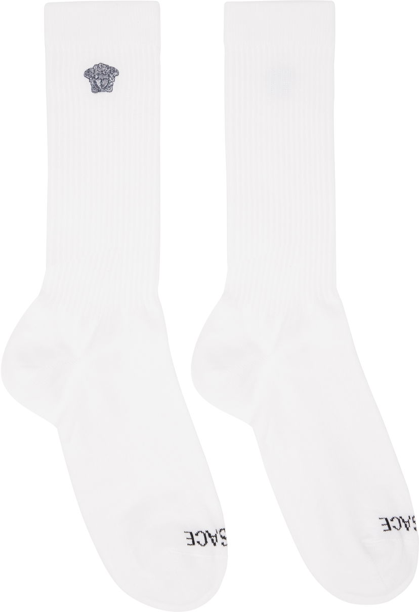 Шкарпетки Versace Versace Embroidered Medusa Ribbed Socks білий | 1008835_1A13105