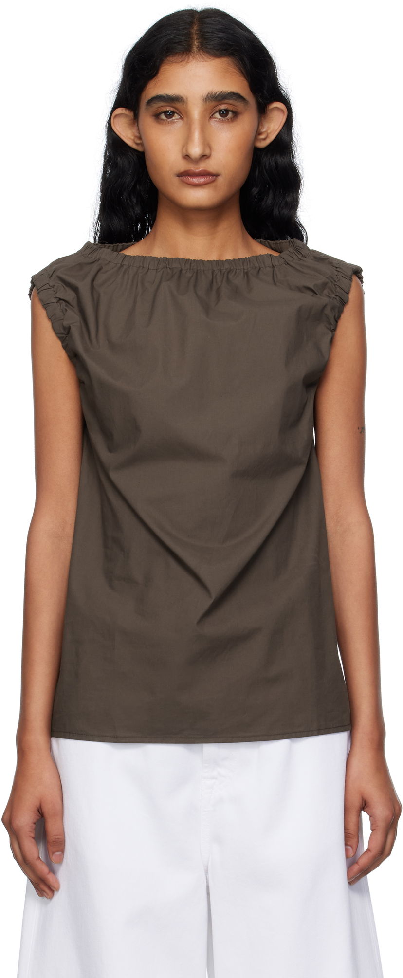 Безрукавка Baserange Baserange Mia Gathered Blouse Коричневий | TSMI-PO-AU25