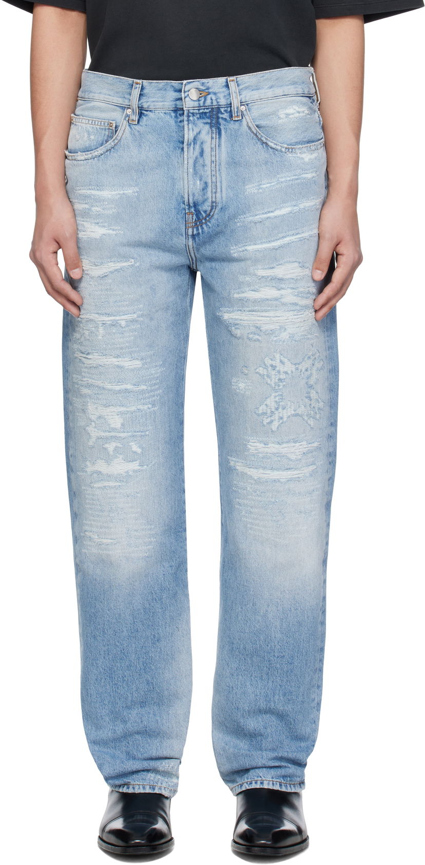 Джинси AMIRI AMIRI 'MA' Quad Repaired Straight Jeans Синій | AMDNGH1070