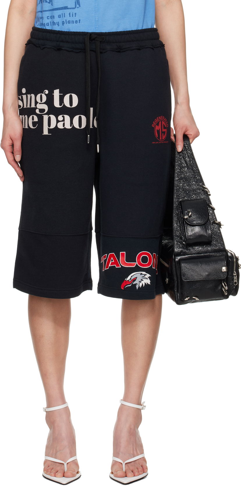 Шорти Marine Serre Marine Serre Graphic Regenerated Drawstring Shorts чорний | USH003A UJER0007