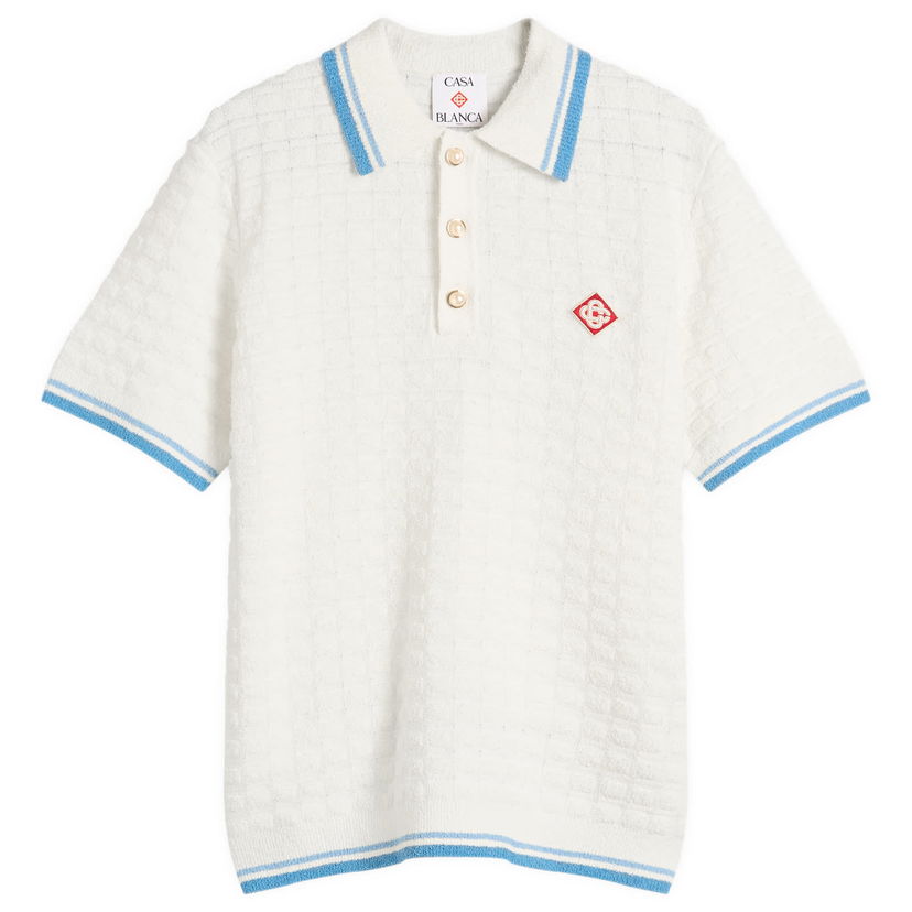 Сорочка поло Casablanca Casablanca Boucle Polo, Size Large білий | MPF25-KW-999-01