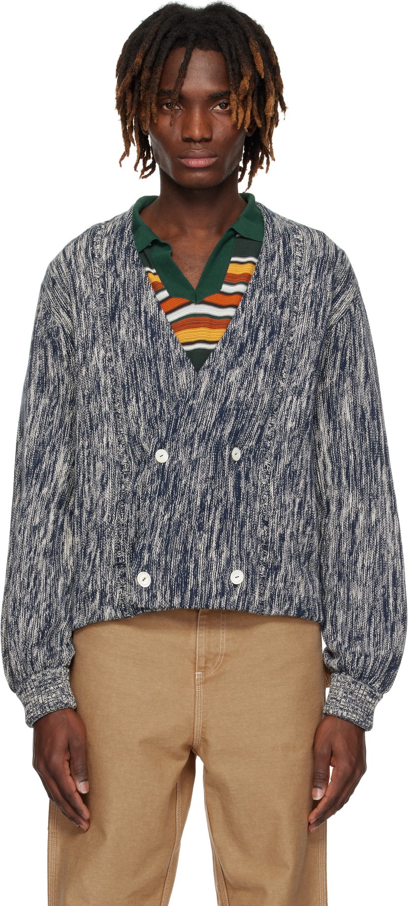 Cветр Bode Bode Double-Breasted Knit Cardigan Синій | MRS25KT027