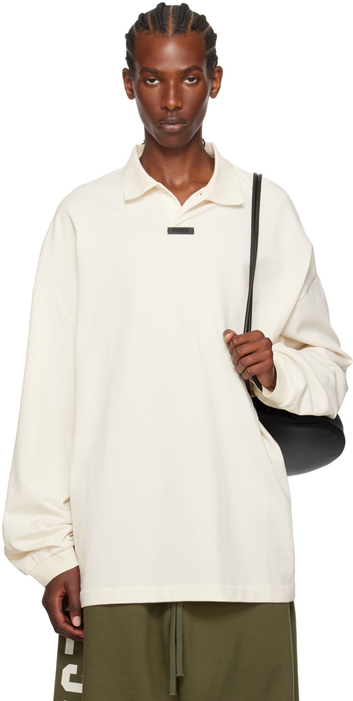 Сорочка поло Fear of God Fear of God ESSENTIALS Logo Patch Long Sleeve Polo білий | 125BT244322F