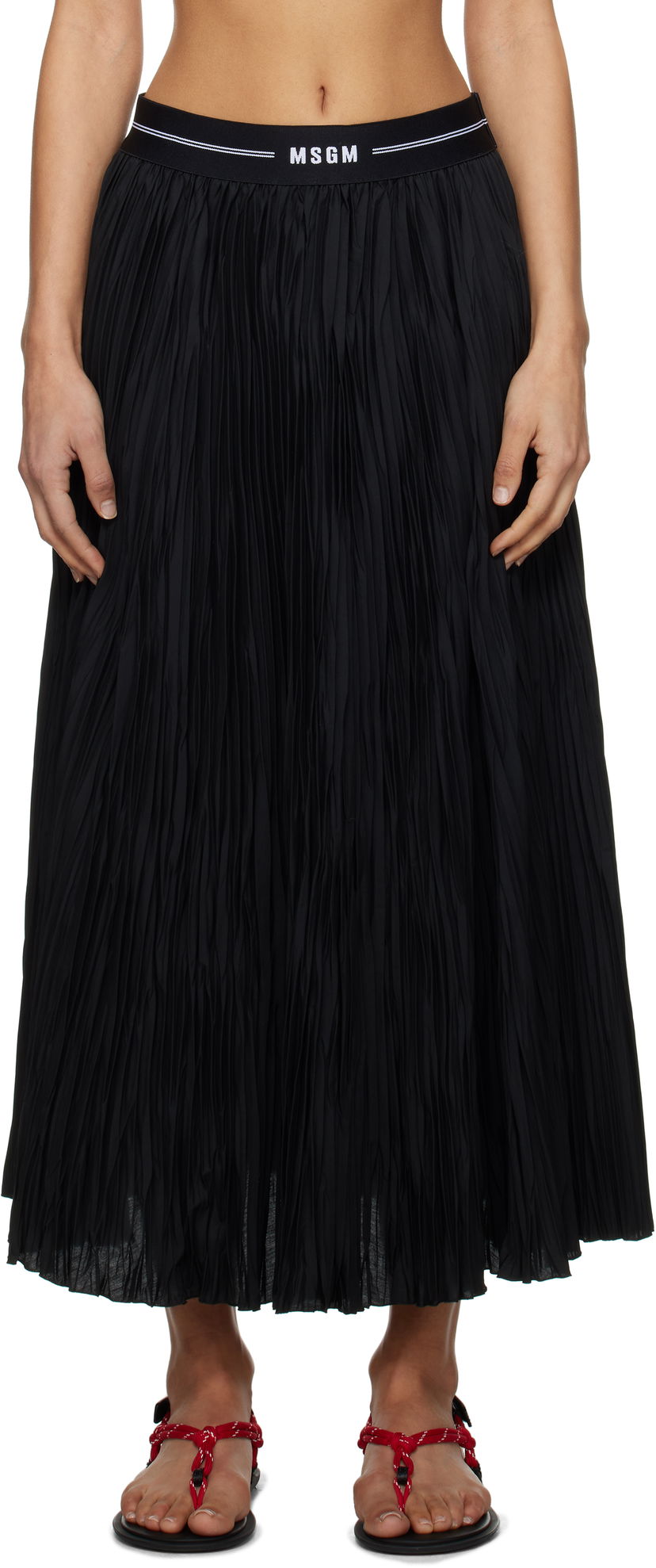 Спідниця MSGM MSGM Pleated Midi Skirt чорний | 3841MDD29P 257264